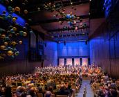 A balloon-drop at the grand opening of Kulas Hall